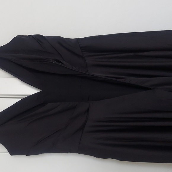 La Femme Strappy Black Satin Ballgown with Front Slit Size 10 - Picture 6 of 7